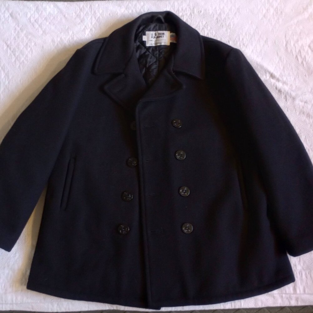 Schott NYC Classic Melton Wool Pea Coat Style 740 Sz 48